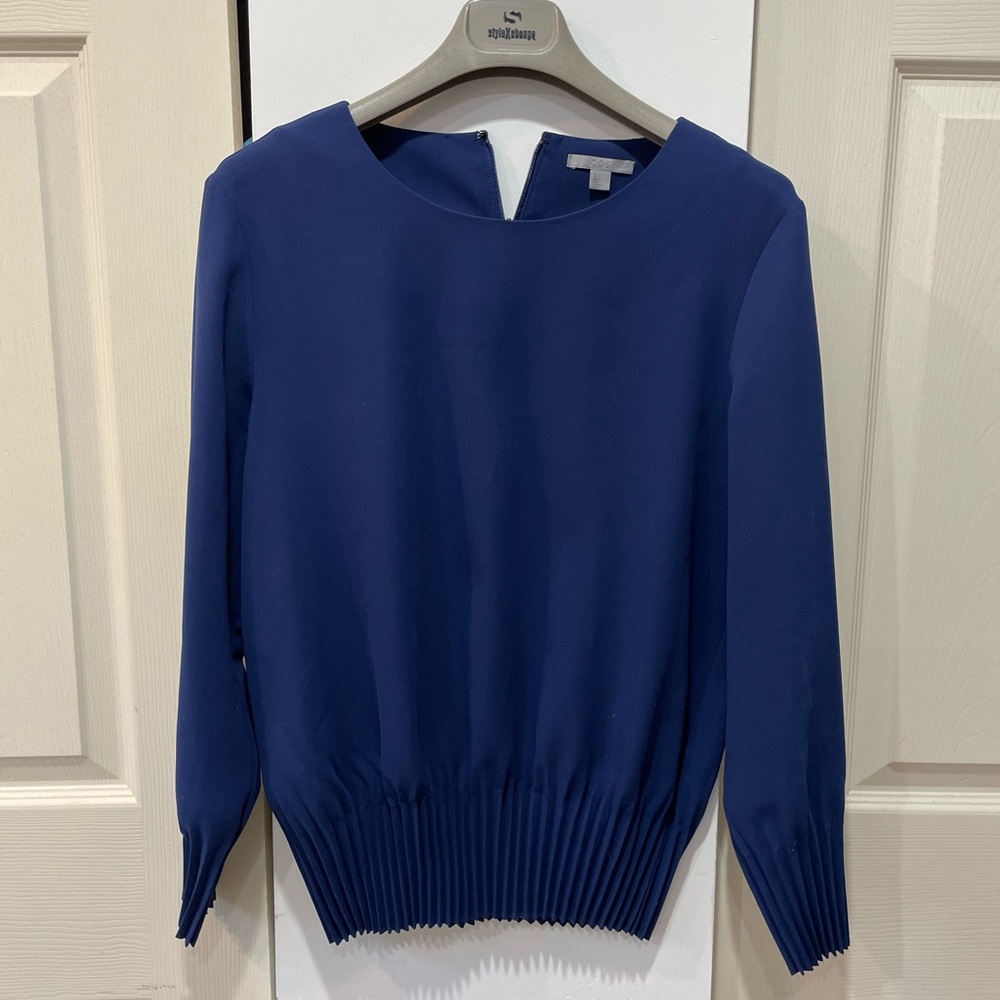 COS Blue Chiffon Pleated Top size 6